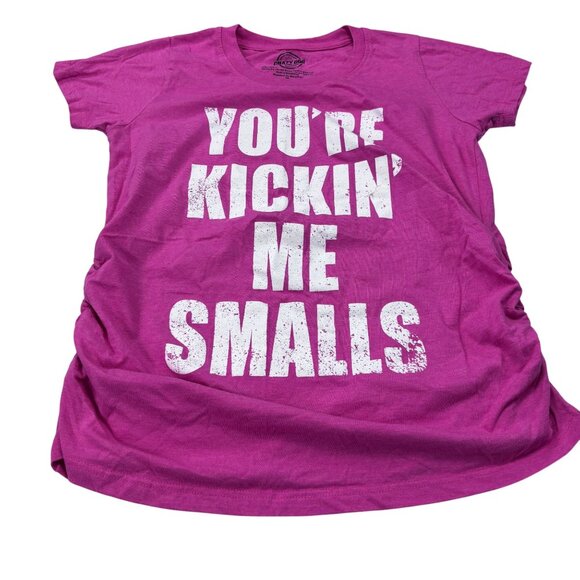 Youre Kickin Me Smalls Pink Graphic Tee Shirt Crazy Dog - Picture 4 of 9